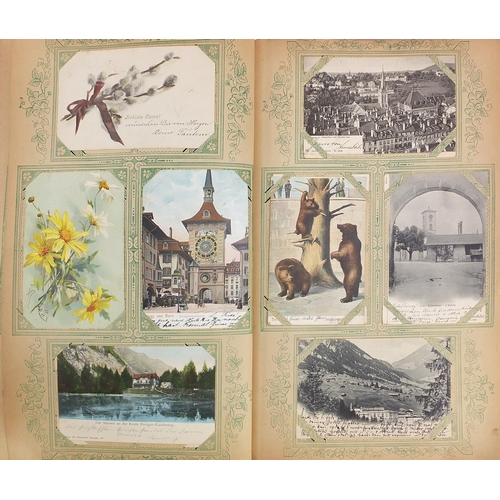 683 - Collection of early 20th century social history and topographical German postcards arranged in an al... 