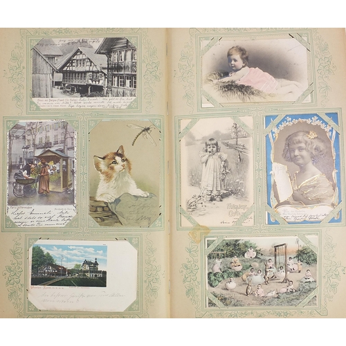 681 - Collection of early 20th century social history and topographical German postcards arranged in an al... 