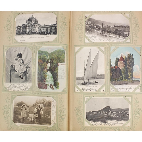 681 - Collection of early 20th century social history and topographical German postcards arranged in an al... 