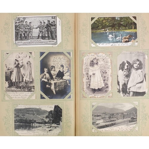 681 - Collection of early 20th century social history and topographical German postcards arranged in an al... 