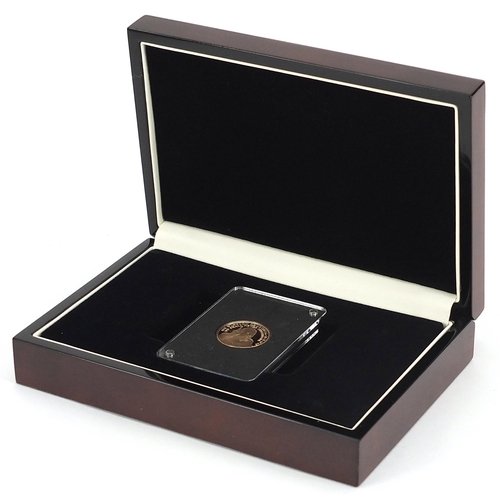 456 - Elizabeth II 2020 gold sovereign commemorating Sir Winston Churchill with fitted case and certificat... 