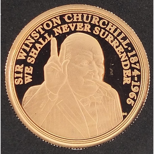 456 - Elizabeth II 2020 gold sovereign commemorating Sir Winston Churchill with fitted case and certificat... 