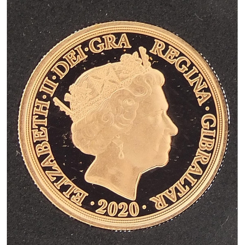 456 - Elizabeth II 2020 gold sovereign commemorating Sir Winston Churchill with fitted case and certificat... 