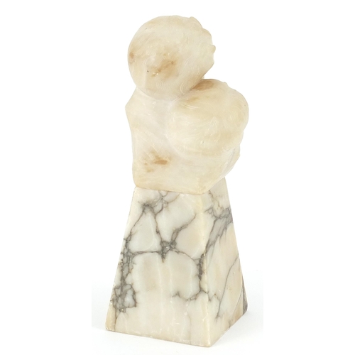 232 - Art Deco marble and alabaster carving of two lovers, 22cm high