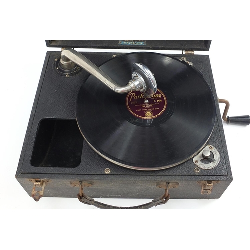 1182 - Vintage Forum portable gramophone, 34.5cm wide