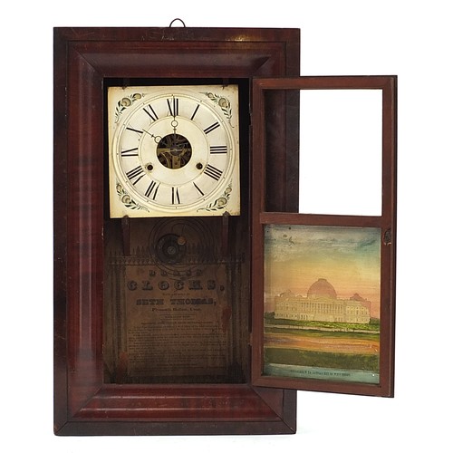 931 - American striking wall clock, depicting 