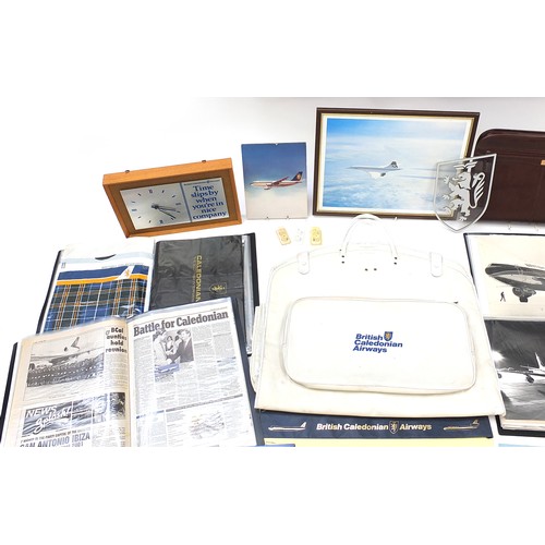 361 - Collection of aviation interest British Caledonian Airways memorabilia including carrier bags, photo... 