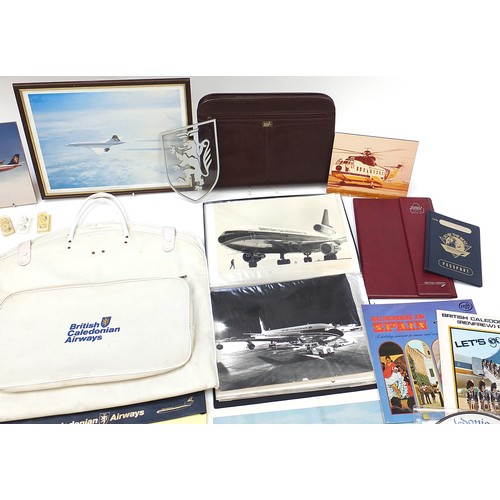 361 - Collection of aviation interest British Caledonian Airways memorabilia including carrier bags, photo... 