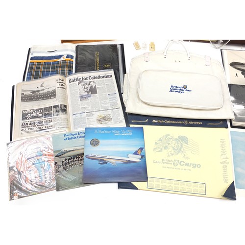 361 - Collection of aviation interest British Caledonian Airways memorabilia including carrier bags, photo... 