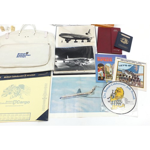 361 - Collection of aviation interest British Caledonian Airways memorabilia including carrier bags, photo... 