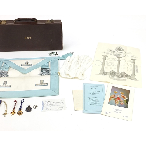 750 - Masonic regalia including jewels and sash