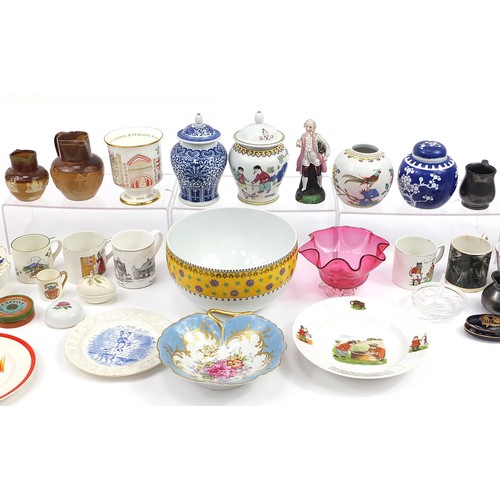 1202 - Antique and later china including Spode Dimmity plate, crested china, Chinese ginger jars and Royal ... 