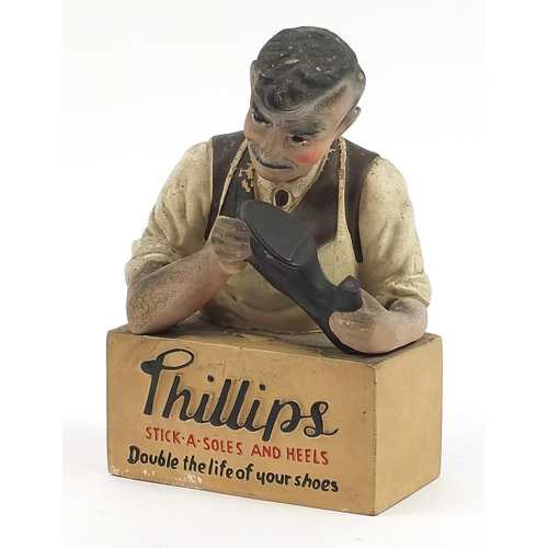 341 - Early 20th century Cobbler figure by Beritex advertising Phillips shoes, 31cm high