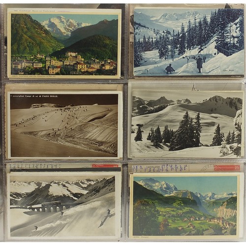 690 - Collection of continental topographical postcards arranged in an album, some black and white photogr... 