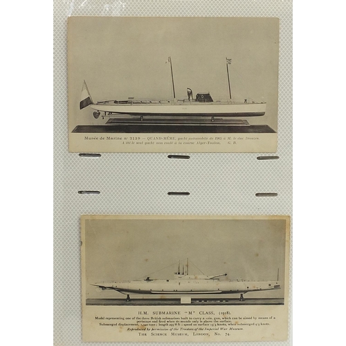 695 - Collection of shipping interest postcards and photographs arranged in an album, some black and white... 