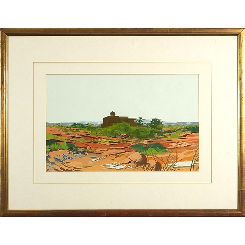 1273 - William Gronow-Davis - Jodhpur, India, 1980s monogrammed gouache, Oliver Swann Galleries label verso... 