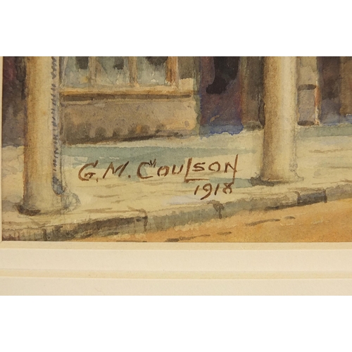 1343 - G M Coulson - Street scene with Tudor buildings, early 20th century watercolour, signed and dated 19... 