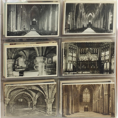 1360 - Collection of topographical and social history postcards arranged in an album, some black and white ... 