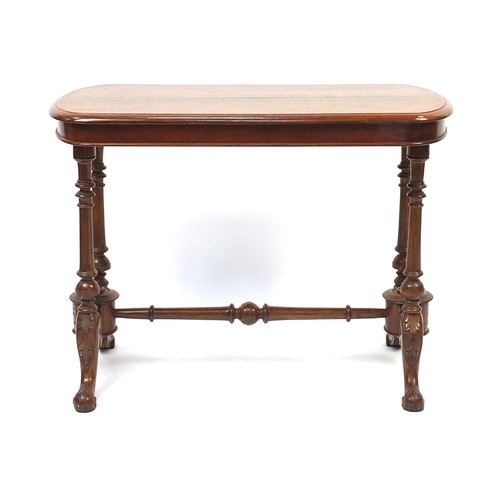 916A - Victorian carved oak stretcher table, 68.5cm H x 91cm W x 44cm D