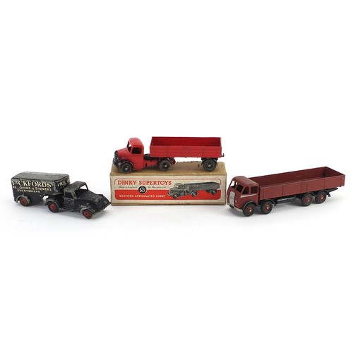 1439 - Two vintage Dinky diecast lorries and a Timpo Toys Pickfords Removal lorry