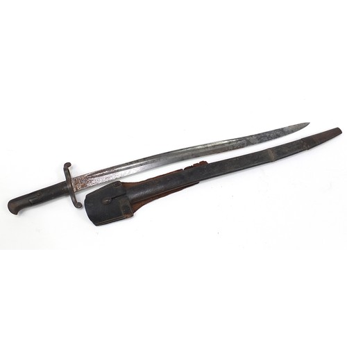 1615 - Military interest long bayonet and scabbard, 74.5cm in length