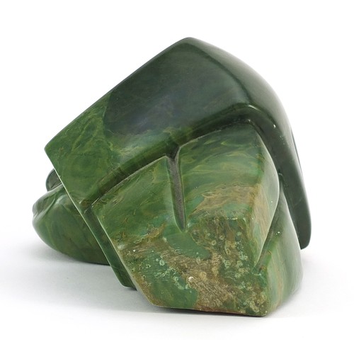 103 - E Chiwaridzo, Zimbabwean carved green stone figural sculpture, 18.5cm high