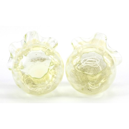 106 - Manner of James Powell, pair of Art Nouveau straw opal glass vases, each 8.5cm high