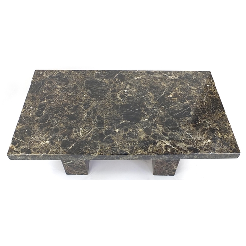 839 - Rectangular Marble coffee table, 46cm H x 130cm W x 76cm D