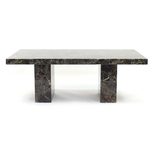 839 - Rectangular Marble coffee table, 46cm H x 130cm W x 76cm D