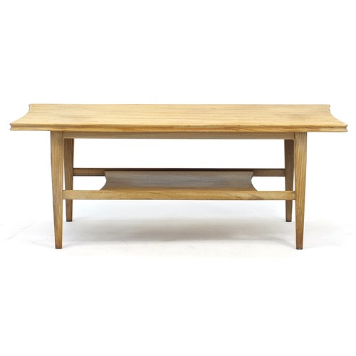 884 - Richard Hornby Teak coffee table with under tier, 36cm H x 91cm W x 41cm D