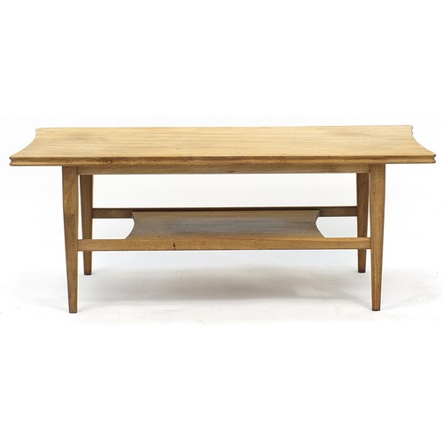 884 - Richard Hornby Teak coffee table with under tier, 36cm H x 91cm W x 41cm D