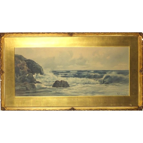 286 - Graham Hamilton - Rocky coastal scene, late 19th/early 20th century watercolour, mounted, framed and... 