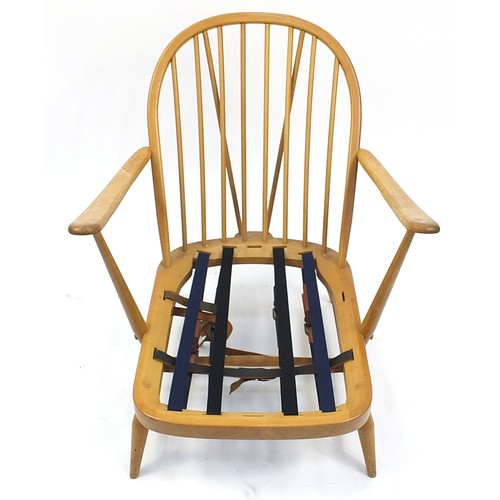 846 - Ercol light elm stick back armchair, 75cm high