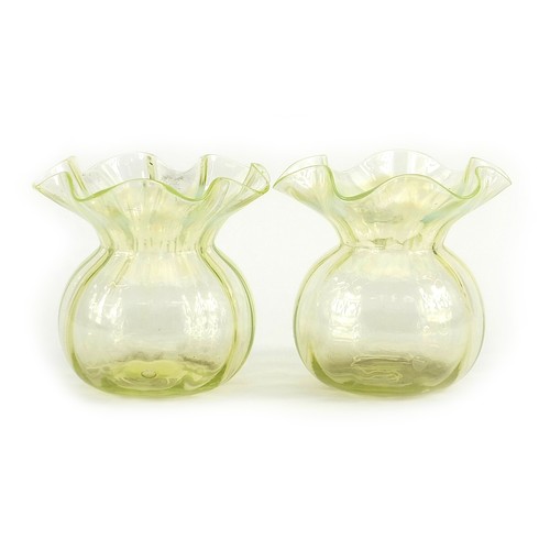 106 - Manner of James Powell, pair of Art Nouveau straw opal glass vases, each 8.5cm high