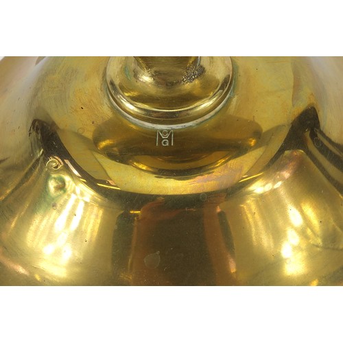 410 - Antique brass ship's gimbal lamp engraved A.P7993A, 30cm high excluding the shade