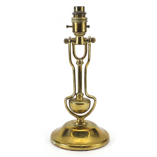 410 - Antique brass ship's gimbal lamp engraved A.P7993A, 30cm high excluding the shade