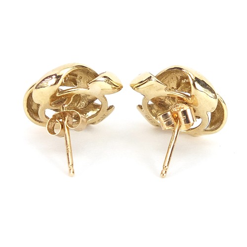 1950 - Pair of 9ct gold knot design stud earrings, 1.3cm in diameter, 3.0g