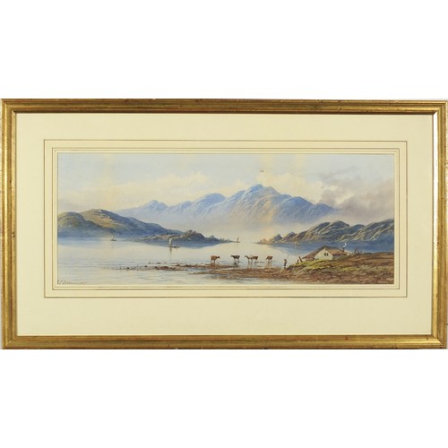 261A - Continental mountainous landscape with cattle, 19th century watercolour, indistinctly signed and dat... 