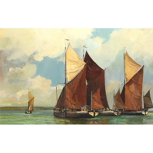 59 - After Dion Pears - Sailing boats on water, British school oil on board, mounted and framed, 58cm x 3... 