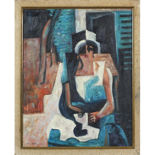 922 - Portrait of a figure, oil on canvas, mounted and framed, 49.5cm x 39cm excluding the mount and frame