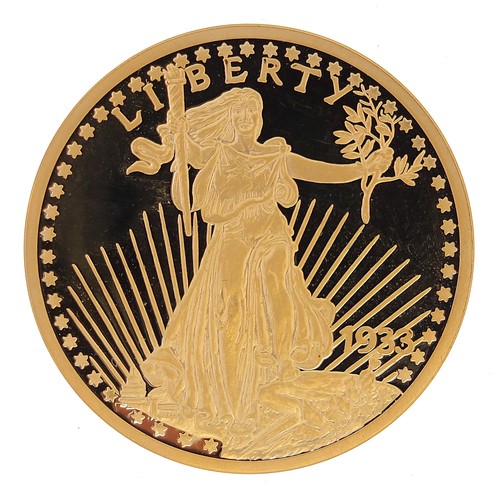 51A - Modern 1933 14ct gold double eagle replica, 25g - this lot is sold without buyer’s premium, the hamm... 