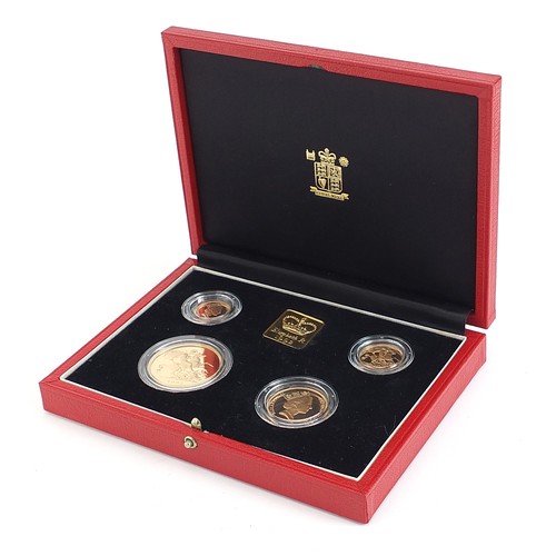 41A - 1992 United Kingdom Gold Proof Sovereign Four Coin Collection comprising half sovereign, sovereign, ... 