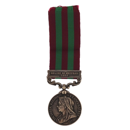 2282 - Victorian British military India 1895 General Service medal with Relief of Chitral 1895 bar awarded ... 