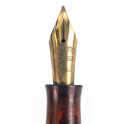 182 - Brown Ripple fountain pen with 18ct rolled gold mounted lid and 14ct gold nib together with a Rosema... 