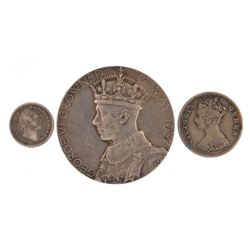 1578 - Early 19th century and later coinage and medals comprising William IV 1834 1½, 1901 Hong Kong ten ce... 