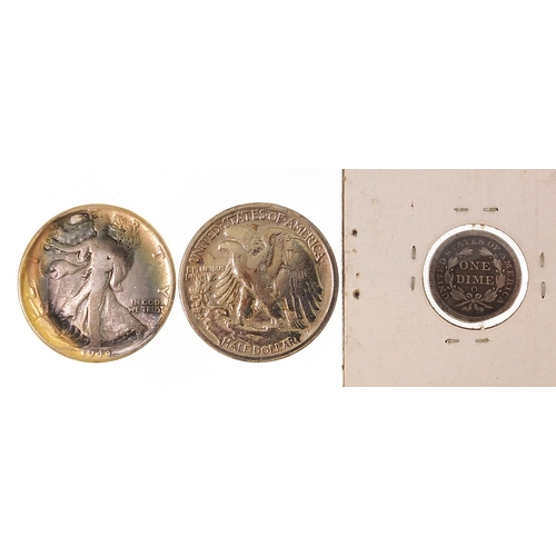 1598 - 19th century and later American coinage including 1857 one dime, 1922 dollar and three half dollars,... 