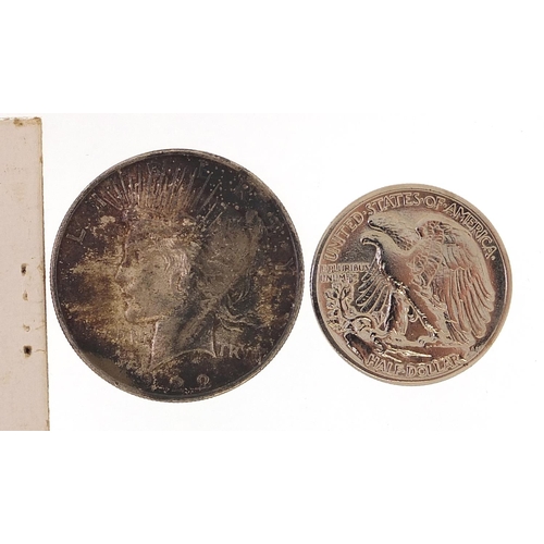 1598 - 19th century and later American coinage including 1857 one dime, 1922 dollar and three half dollars,... 