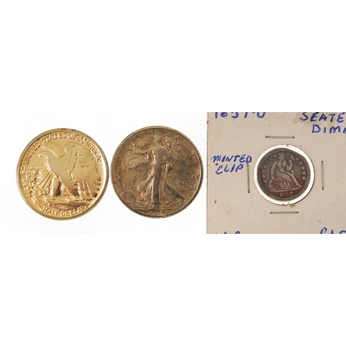 1598 - 19th century and later American coinage including 1857 one dime, 1922 dollar and three half dollars,... 