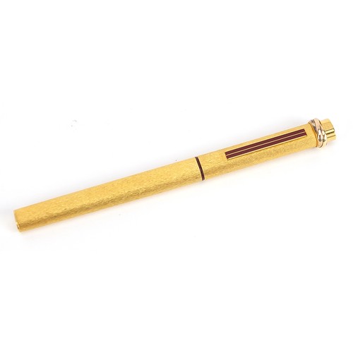 96 - Must de Cartier gold plated and enamel ballpoint pen with fitted case, guarantee wallet and box, the... 