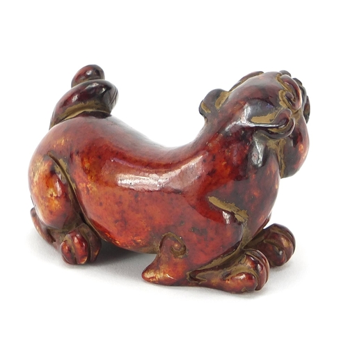 743 - Chinese red stone carving of a mythical animal, 6.5cm in length